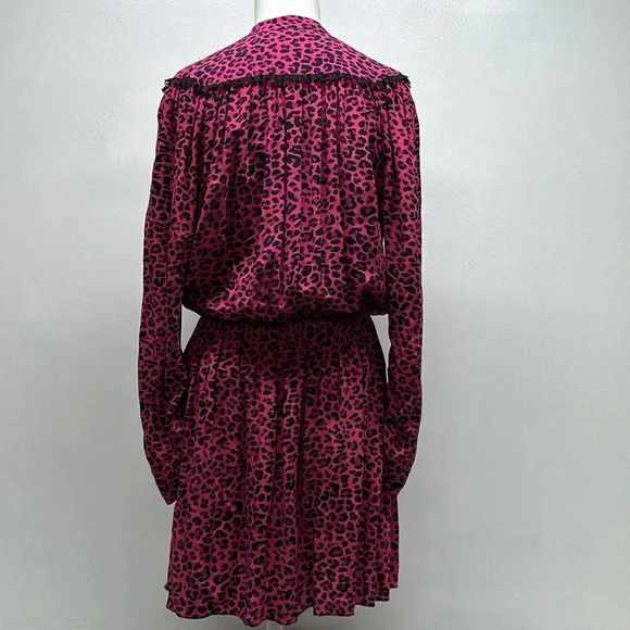 Zadig And Voltaire Reveal Mini Dress Leopard Animal Print Pink Black Size Small - Picture 5 of 13